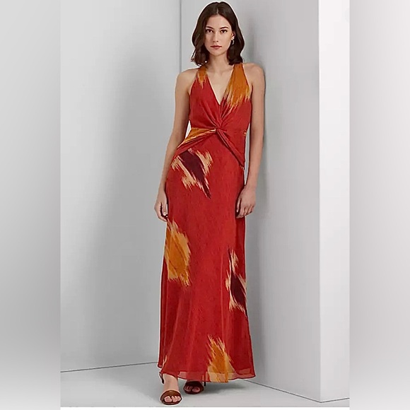 Lauren Ralph Lauren maxi dress. Elegant Red Maxi Dress liner underneath